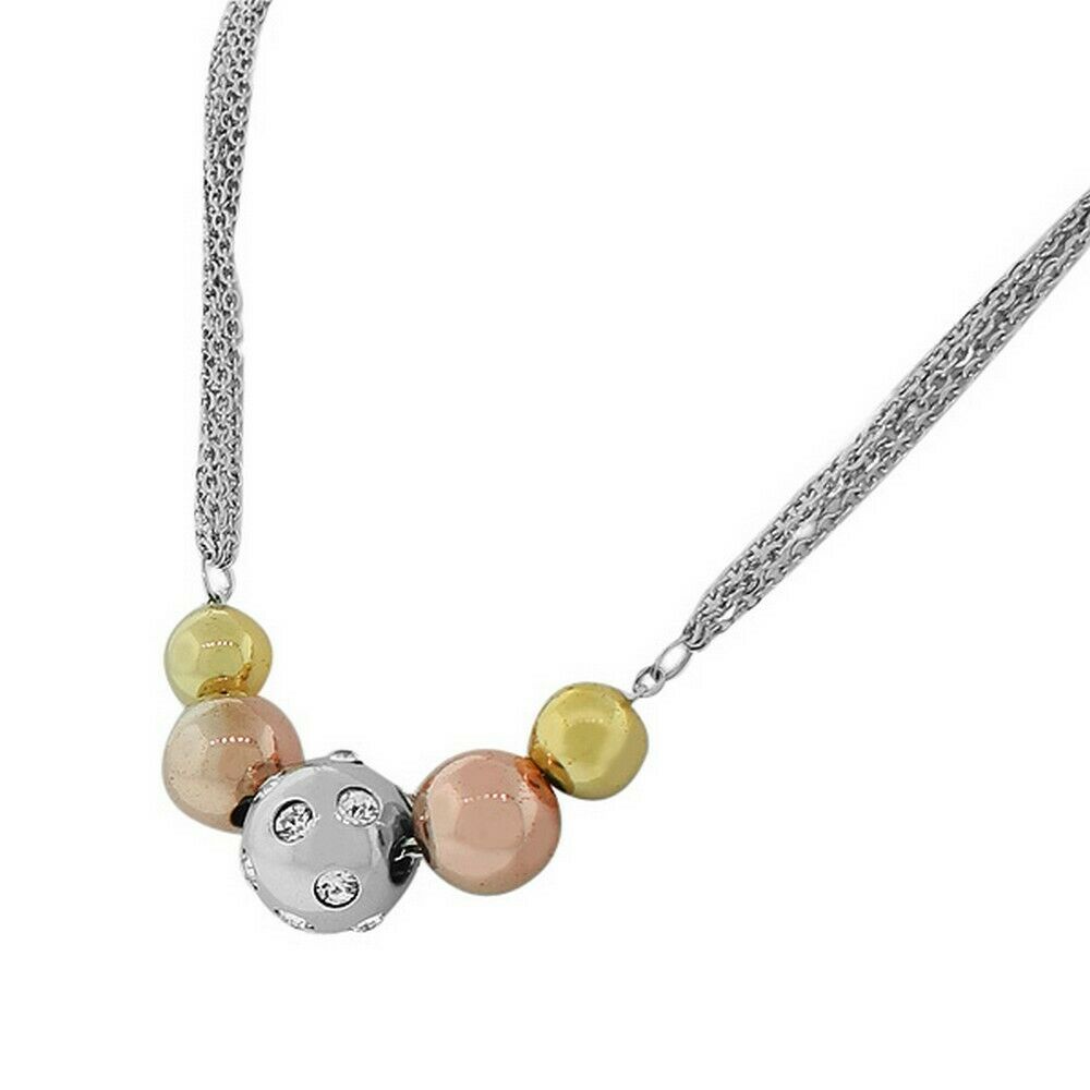 

Stainless Steel Silver Yellow Rose Gold Tone Chain Womens Necklace Bracelet Set