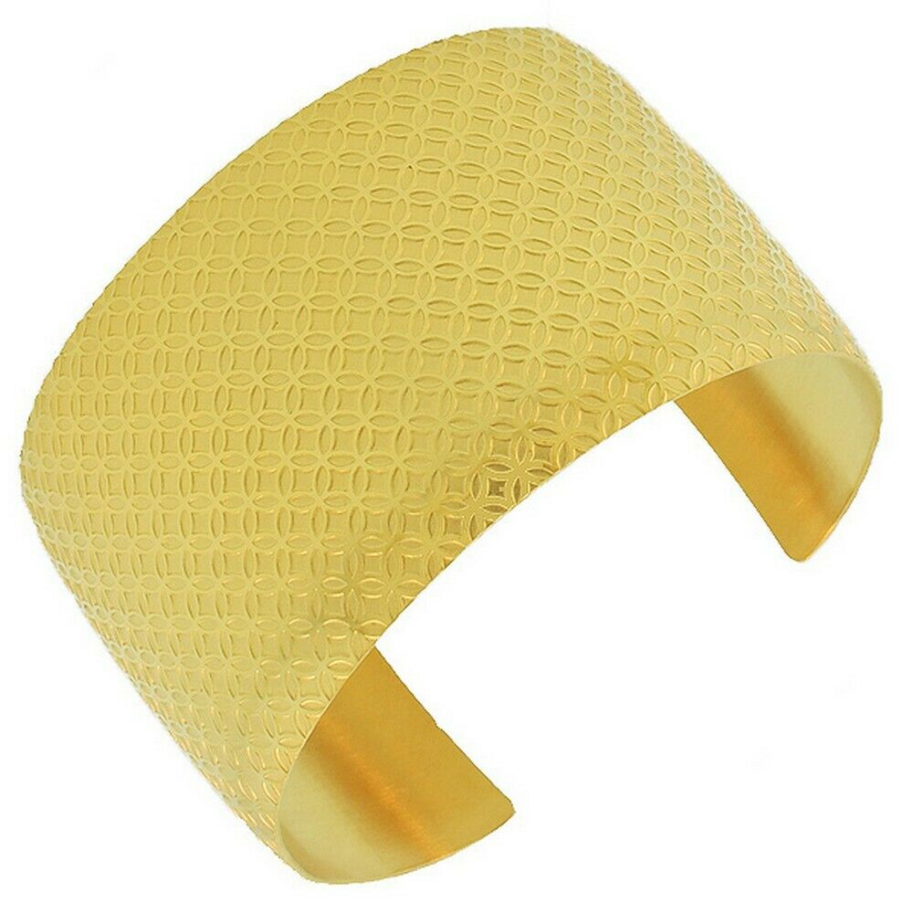 

Stainless Steel Yellow Gold Open End Circle Womens Cuff Bracelet