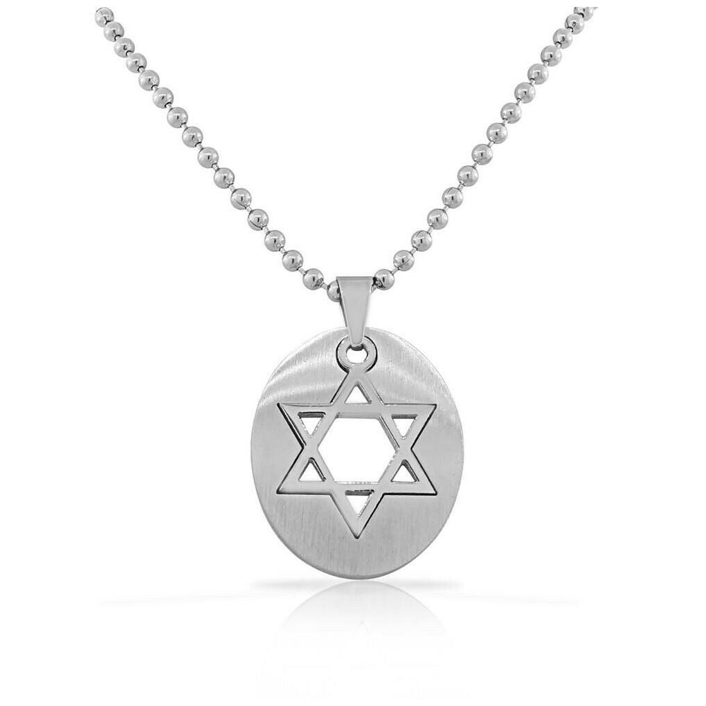 

Stainless Steel Silver-Tone Religious Jewish Star of David Pendant Necklace