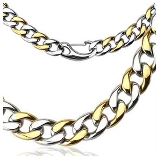 

Stainless Steel Gold IP Duo-Tone Chain Link Necklace Length 605mm Wide 11mm K227