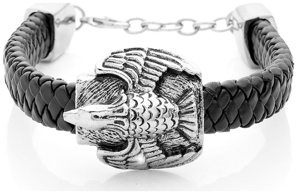

Dare by Voylla Stainless Steel Men Eagle Black Leather Band Bracelet From Dare by Voylla
