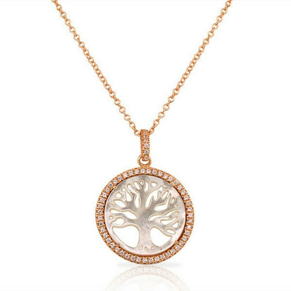 

Sterling Silver Gold-Tone Mother Pearl Tree of Life Pendant Necklace