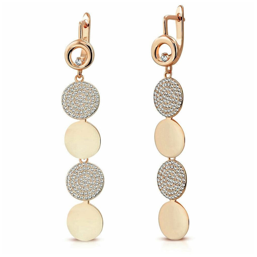 

Sterling Silver Polished Circle White Clear CZ Long Dangle Drop Earrings 2 35