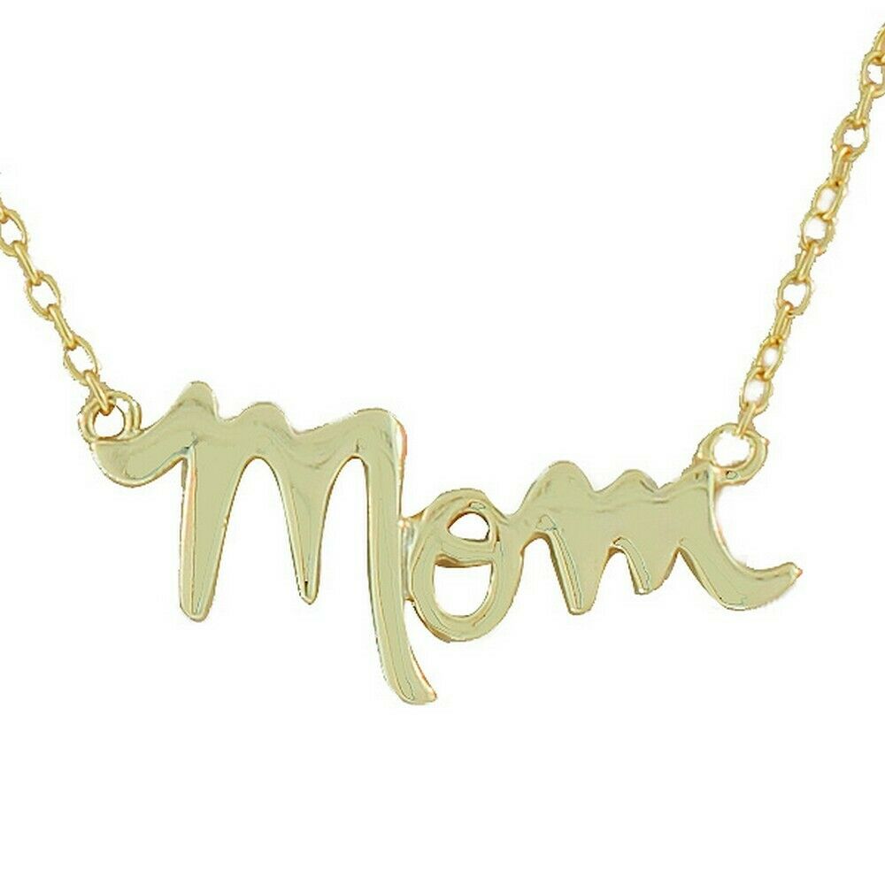 

Sterling Silver Yellow Gold Plated Mom Mother Charm Classic Pendant Necklace
