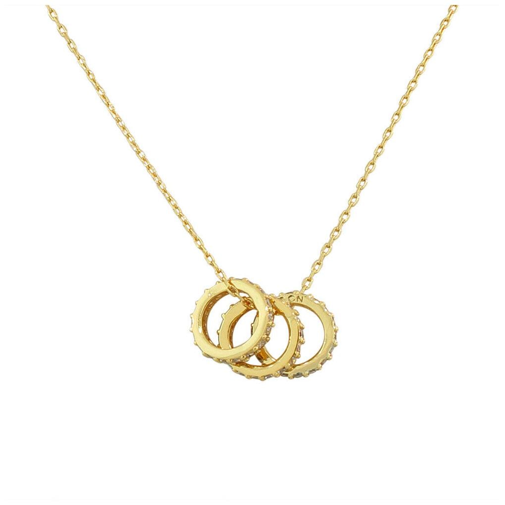 

Sterling Silver Gold Plated Crystals CZ Womens Triple Circle Pendant Necklace