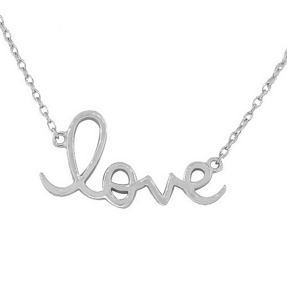 

Sterling Silver White Gold Love Heart Charm Womens Girls Pendant Necklace