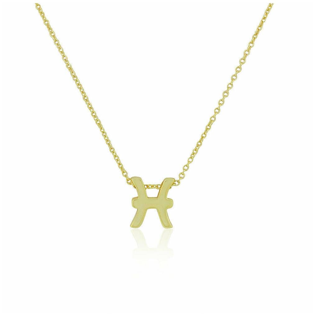 

Sterling Silver Yellow Gold-Tone Small Zodiac Sign Pendant Necklace 18 - Pisces