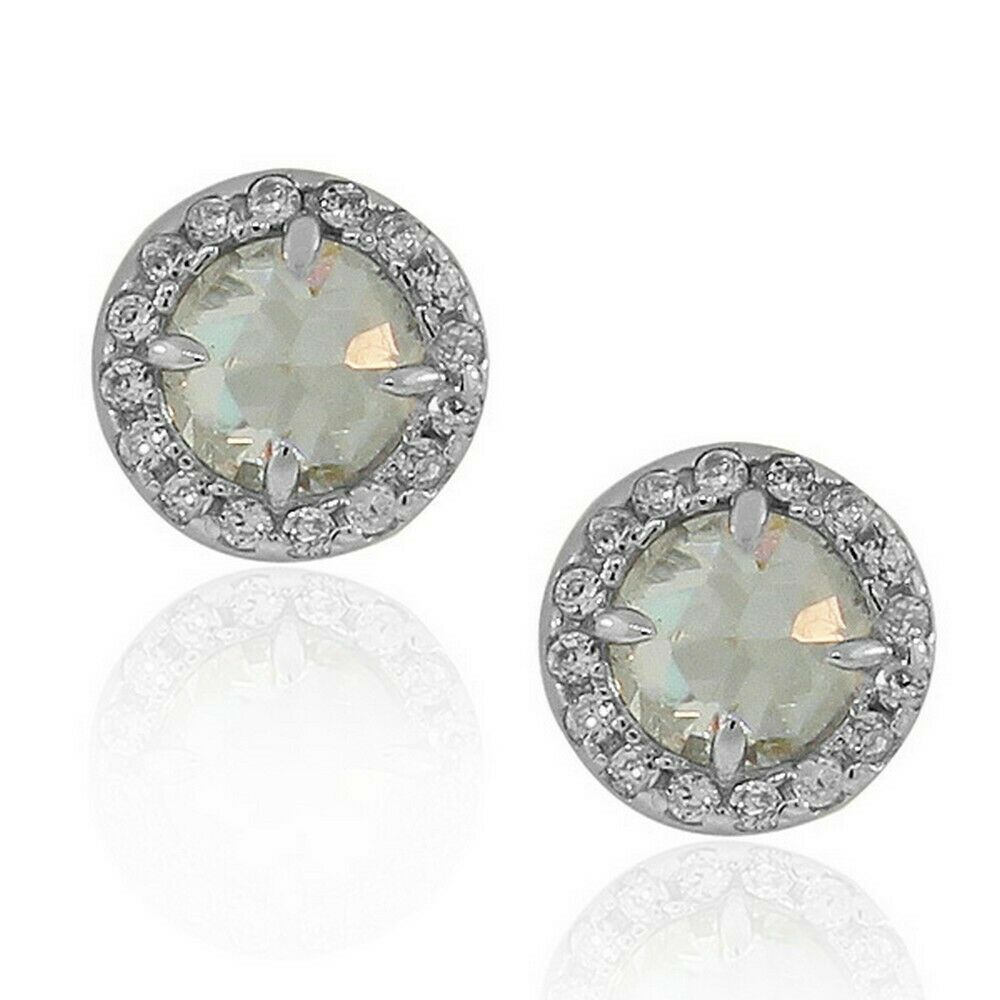 

Sterling Silver Clear White Round Crystals CZ Stud Womens Girls Earrings