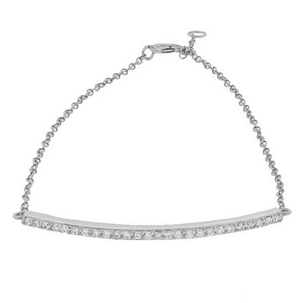 

Sterling Silver Gold White Crystals CZ Arch Womens Link Chain Bracelet