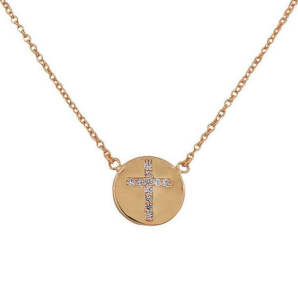 

Sterling Silver Religious Cross White Crystals CZ Classic Pendant Necklace