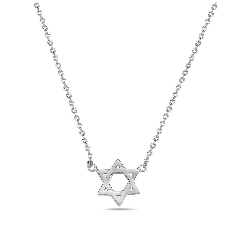

Sterling Silver Yellow Gold Small Classic Jewish Star of David Pendant Necklace