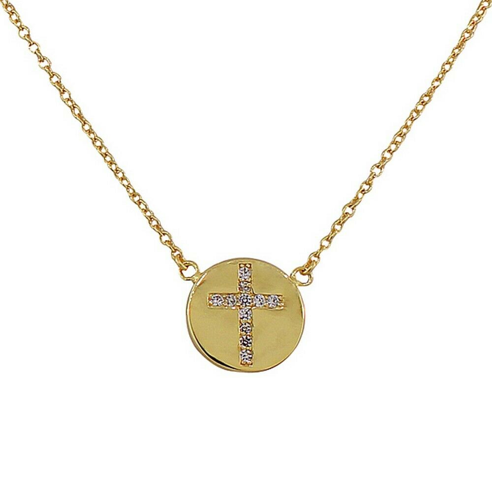 

Sterling Silver Religious Cross White Crystals CZ Classic Pendant Necklace