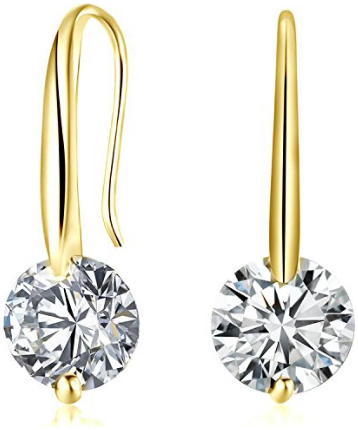 

Sterling Silver High Quality CZ Elegant Earrings For Women Girls(Gold)