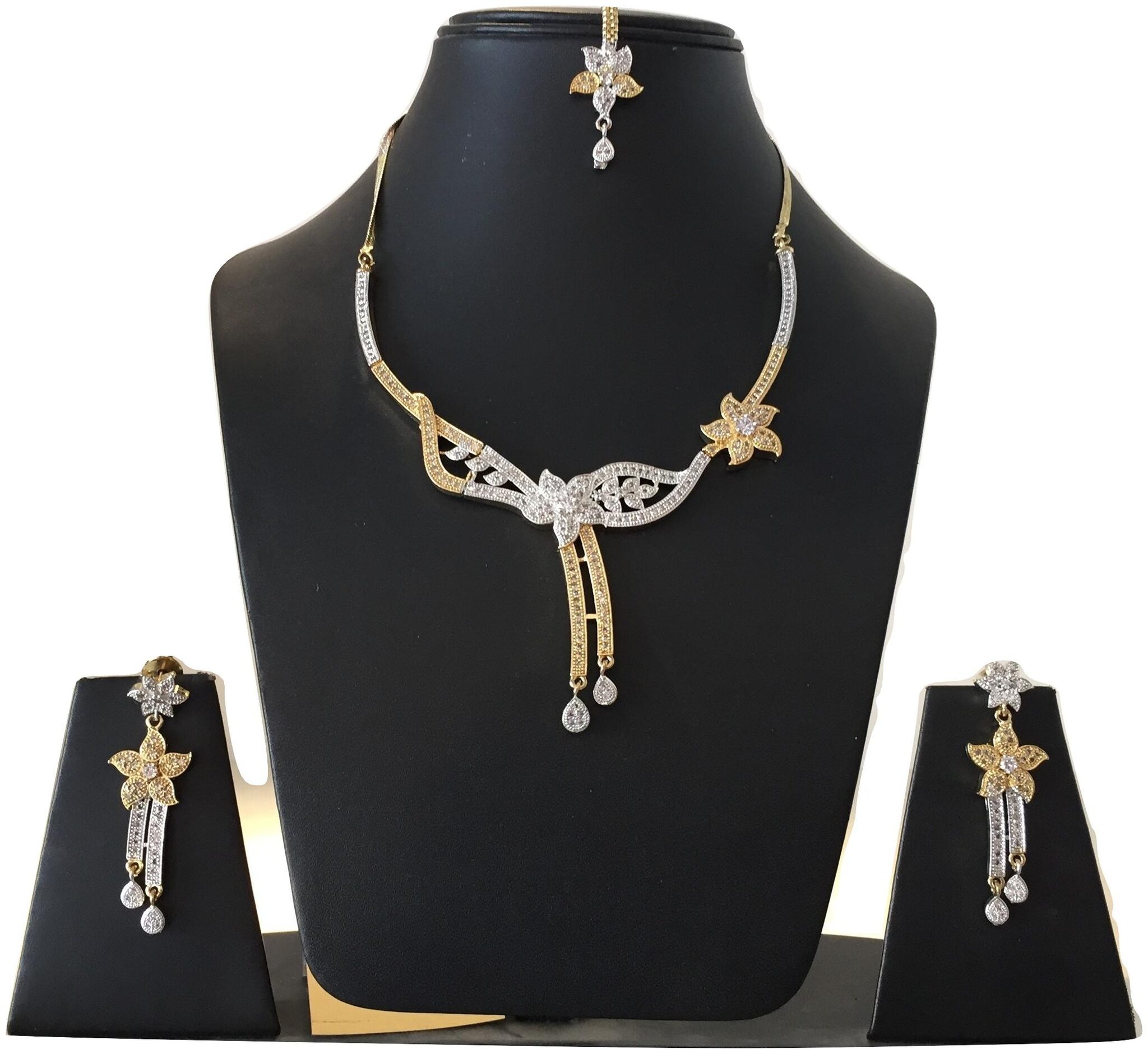 

Stilvoli Wedding Engagement Bridal Necklace Set Earrings Maang Tikka Bollywood Women Jewellery Set