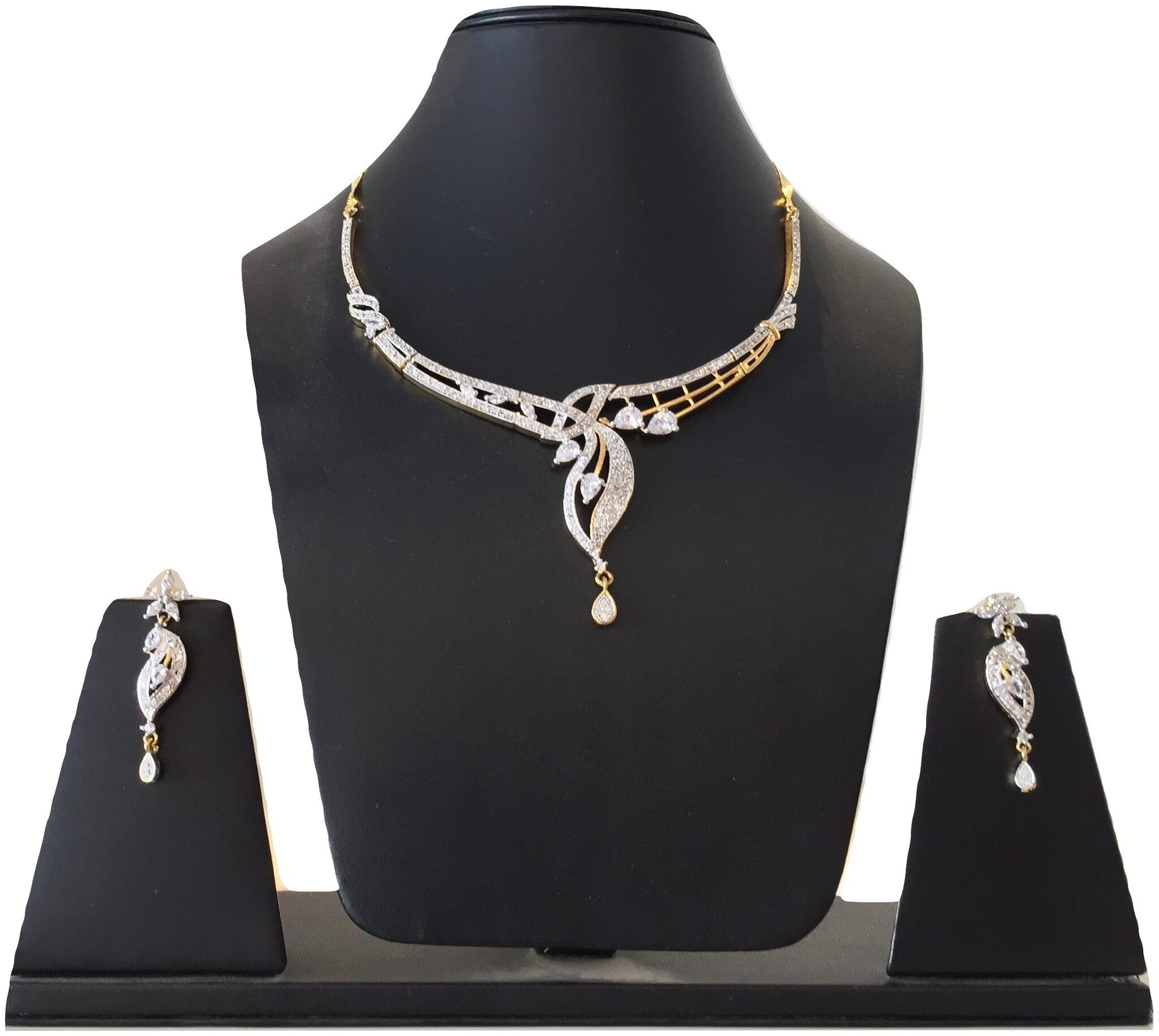 

Stilvoli Wedding Engagement Bridal Necklace Set Earrings Bollywood Women Jewellery Set
