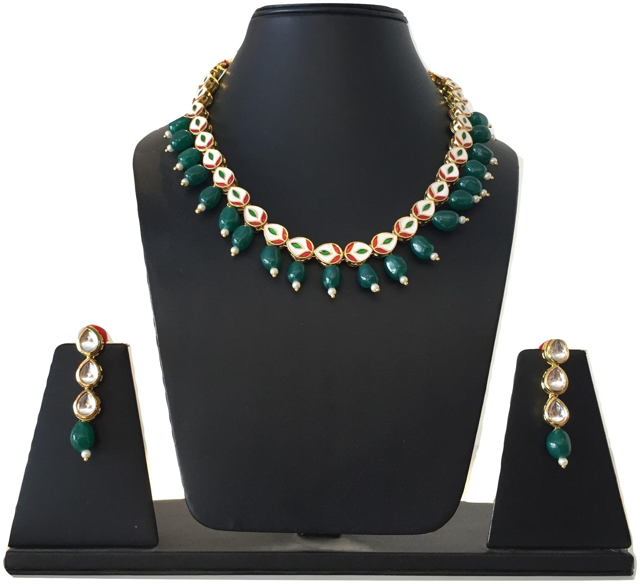 

Stilvoli Wedding Engagement Bridal Necklace Set Earrings Bollywood Women Jewellery Set