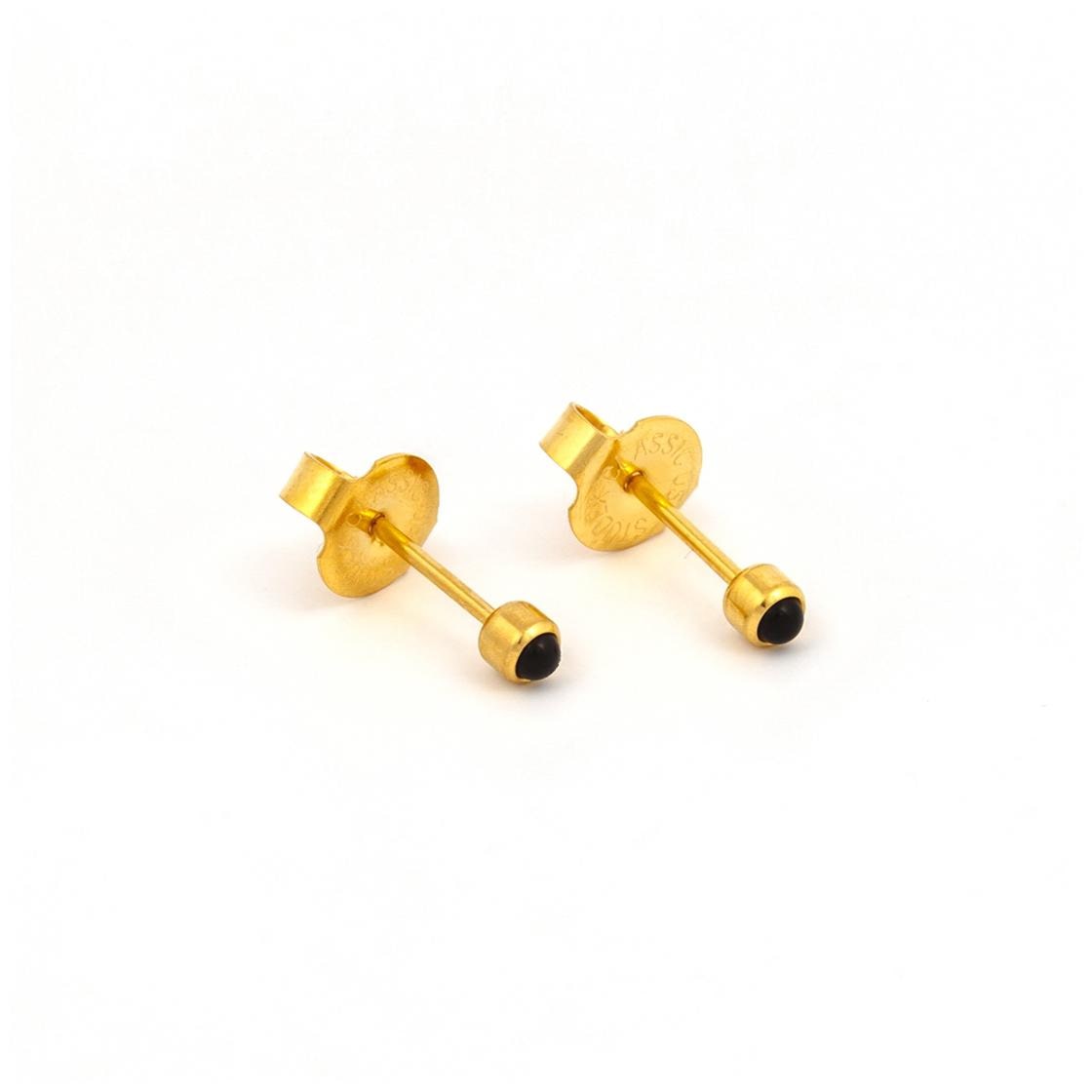 

Studex System75 Gold Plated Bezel Setting With 2mm Black Onyx Pearl Ear Stud