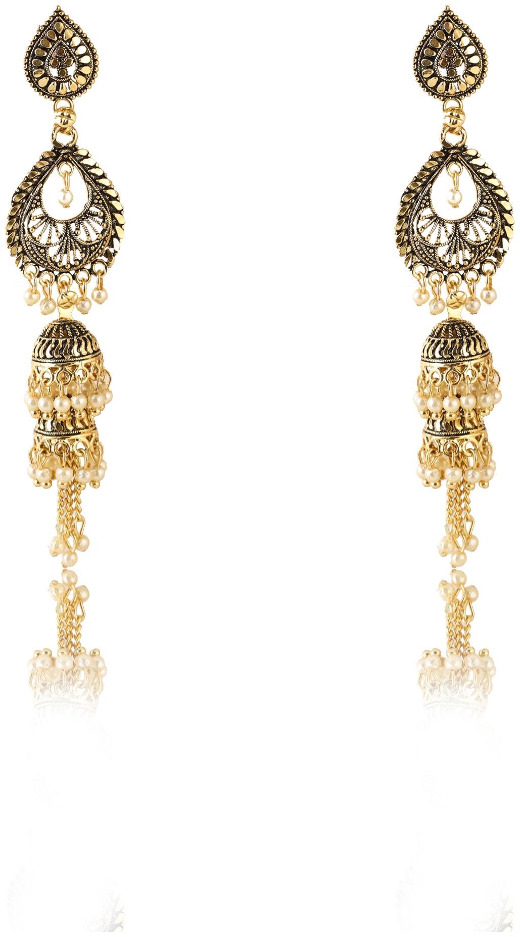 

Eris Inc Stylish Designer Gold Plated Multi Layer Jhumki Earrings for Girls