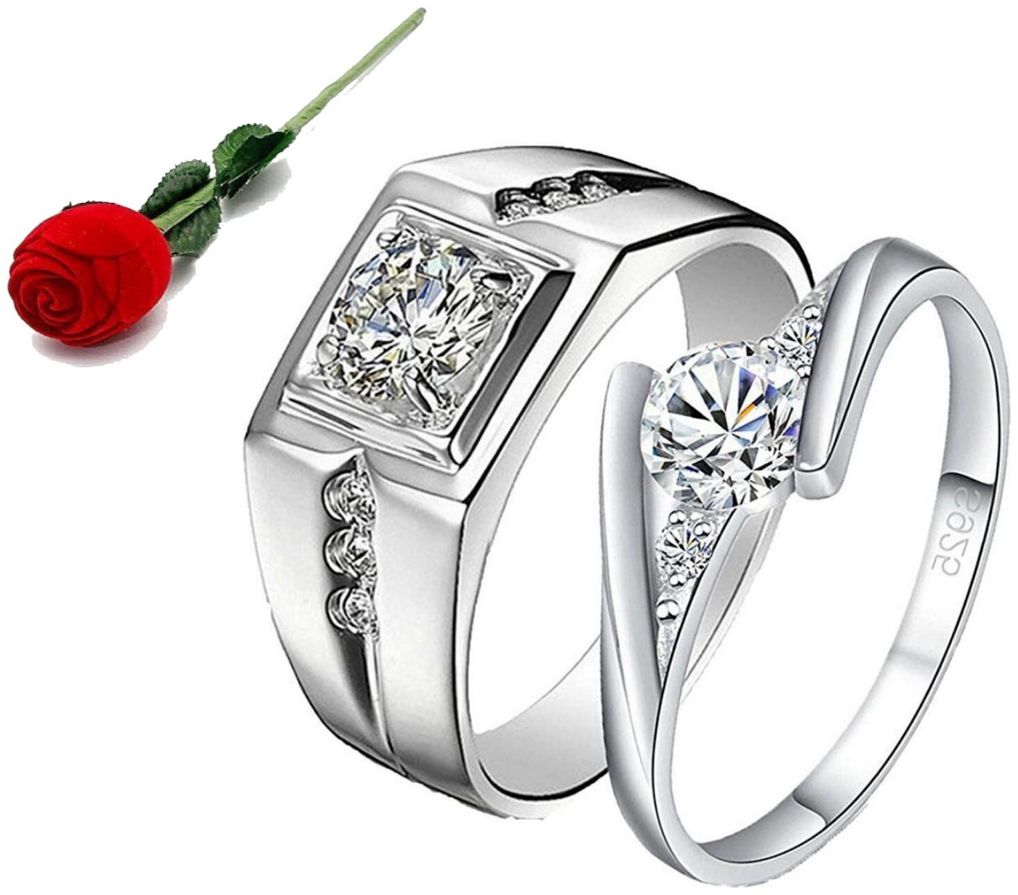 

STYLISH TEENS Mr Mrs Love Forever Sterling Silver Swarovski Crystal Designer Edition Adjustable Engagement Couple Rings
