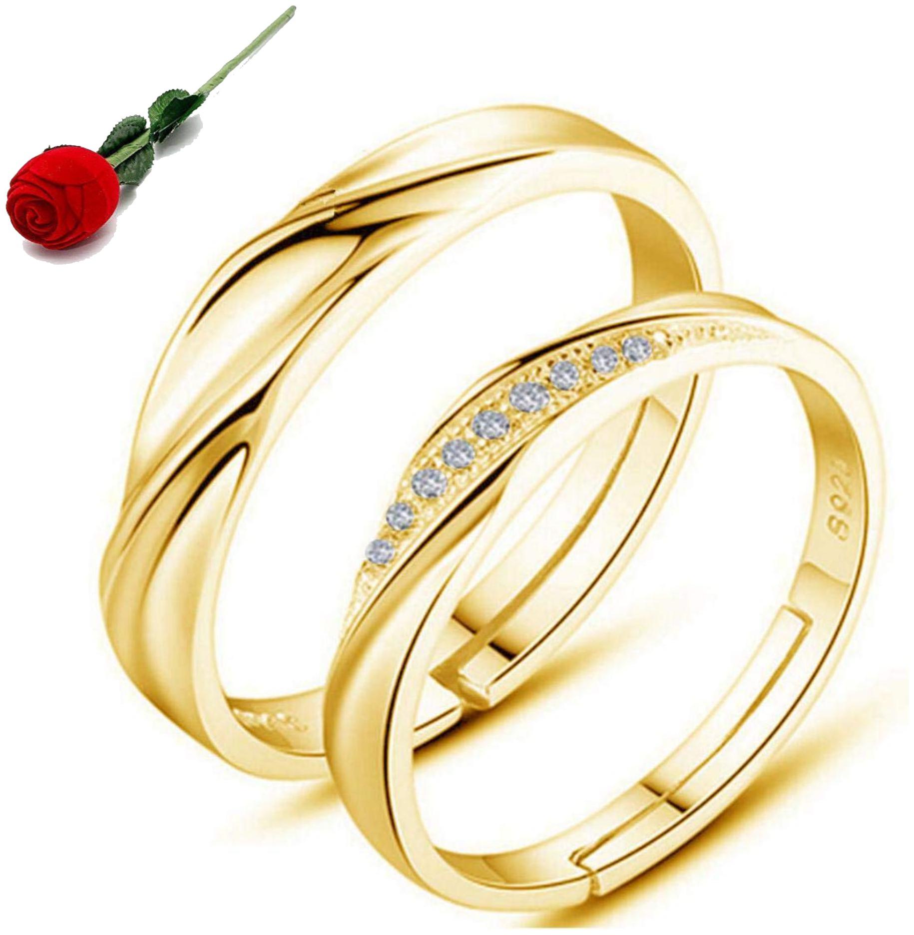 

STYLISH TEENS King Queen Gold Plated Swarovski Zirconia Adjustable Couple Rings