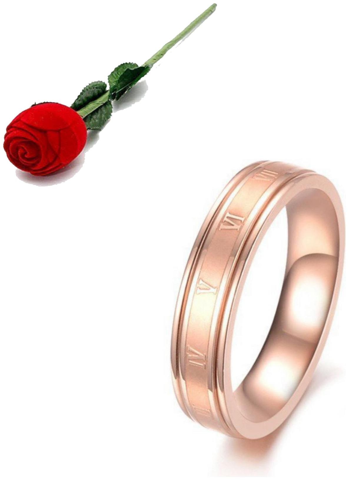 

Stylish Teens Stylish Roman Number Stainless Steel Ring For Men Women (Rose Gold 6 0) With Rose Box Packing