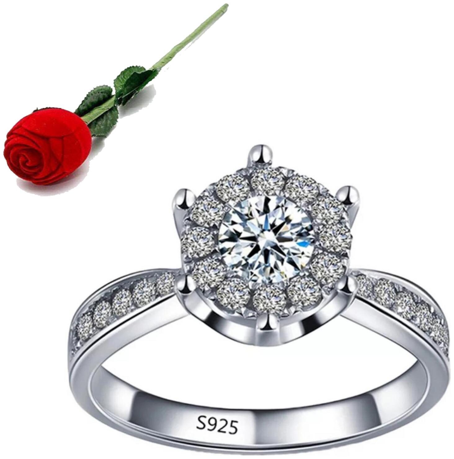 

Stylish Teens Elegant Diamond Ring For Women Girls (7) With Rose Box Packing