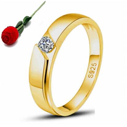 Stylish Teens Exclusive Limited Edition 24Kt Gold Swarovski Crystal Adjustable Mens Rings With Red Rose Box