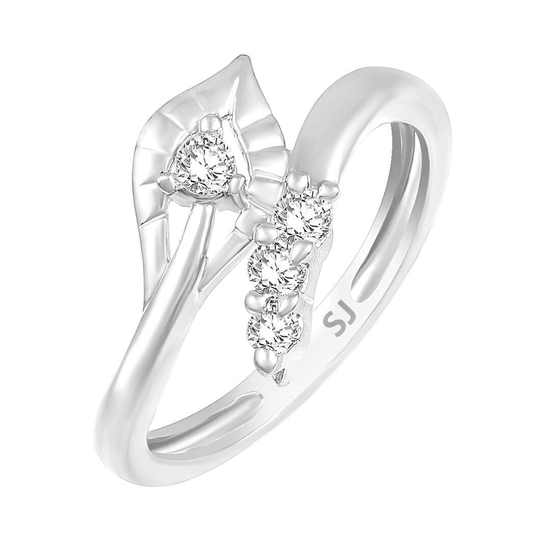 

Sukai Jewels Center Single Solitaire Rhodium Plated Brass Cubic Zirconia Finger Ring for Women Girls