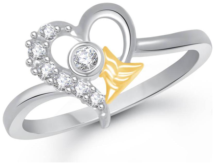 

Sukai Jewels Arrow Heart Rhodium Plated Alloy Brass Cubic Zirconia Finger Ring for Women Girls