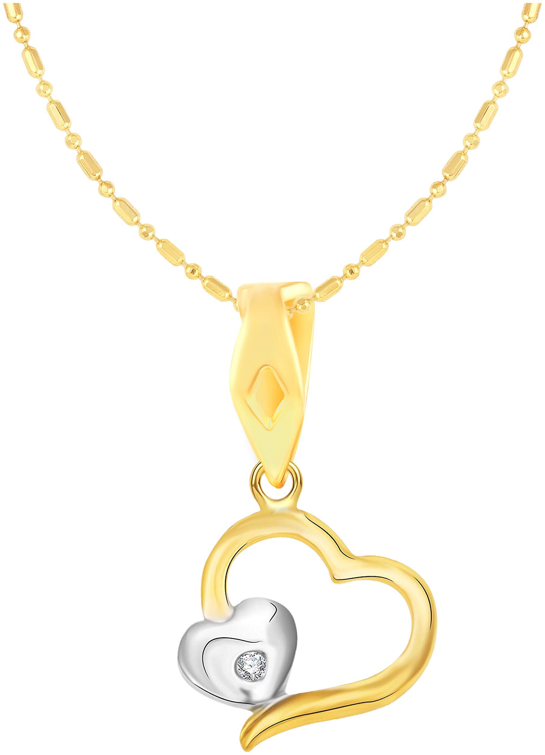 

Sukai Jewels Unique Heart Gold Plated Alloy Brass Cubic Zirconia Pendant with Chain for Women Girls