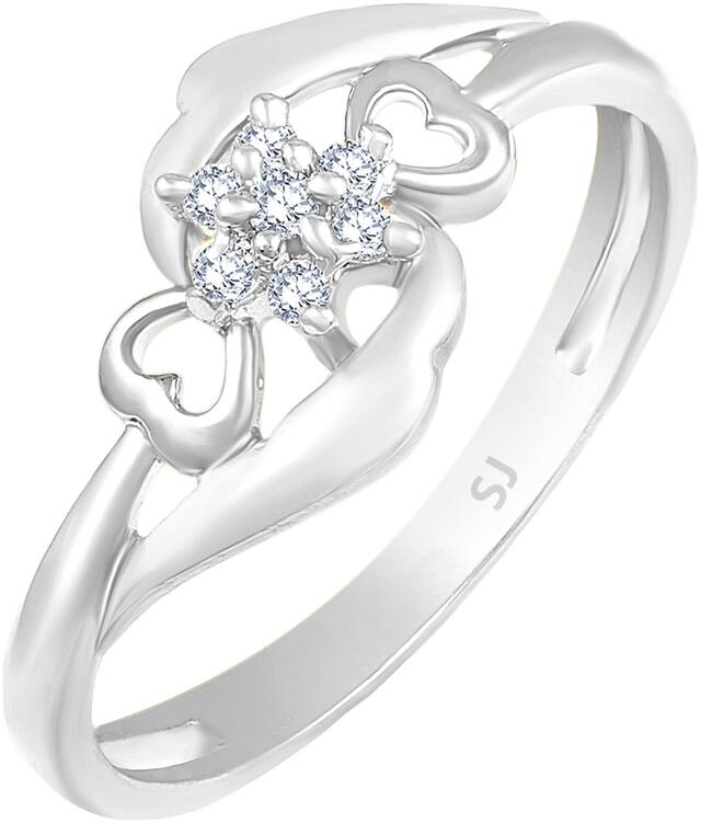 Sukai Jewels Bonded Heart Rhodium Plated Ring For Women and Girls