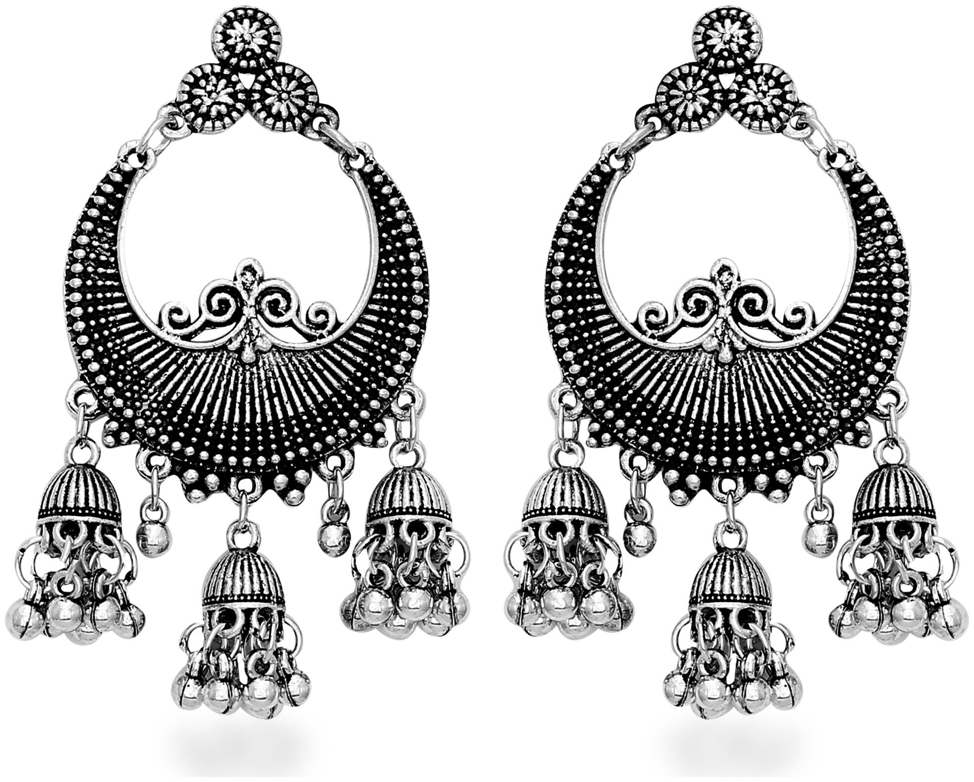 

Sukai Jewels Traditional Oxidised Silver Earring For Women and Girls