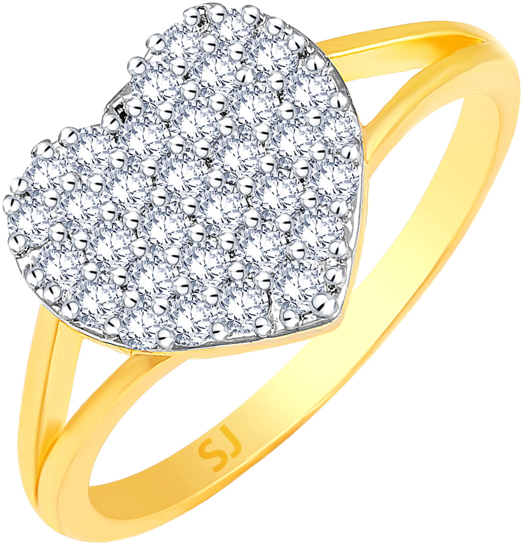

Sukai Jewels Solitaire Studded Heart Gold Plated Brass Cubic Zirconia Finger Ring for Women