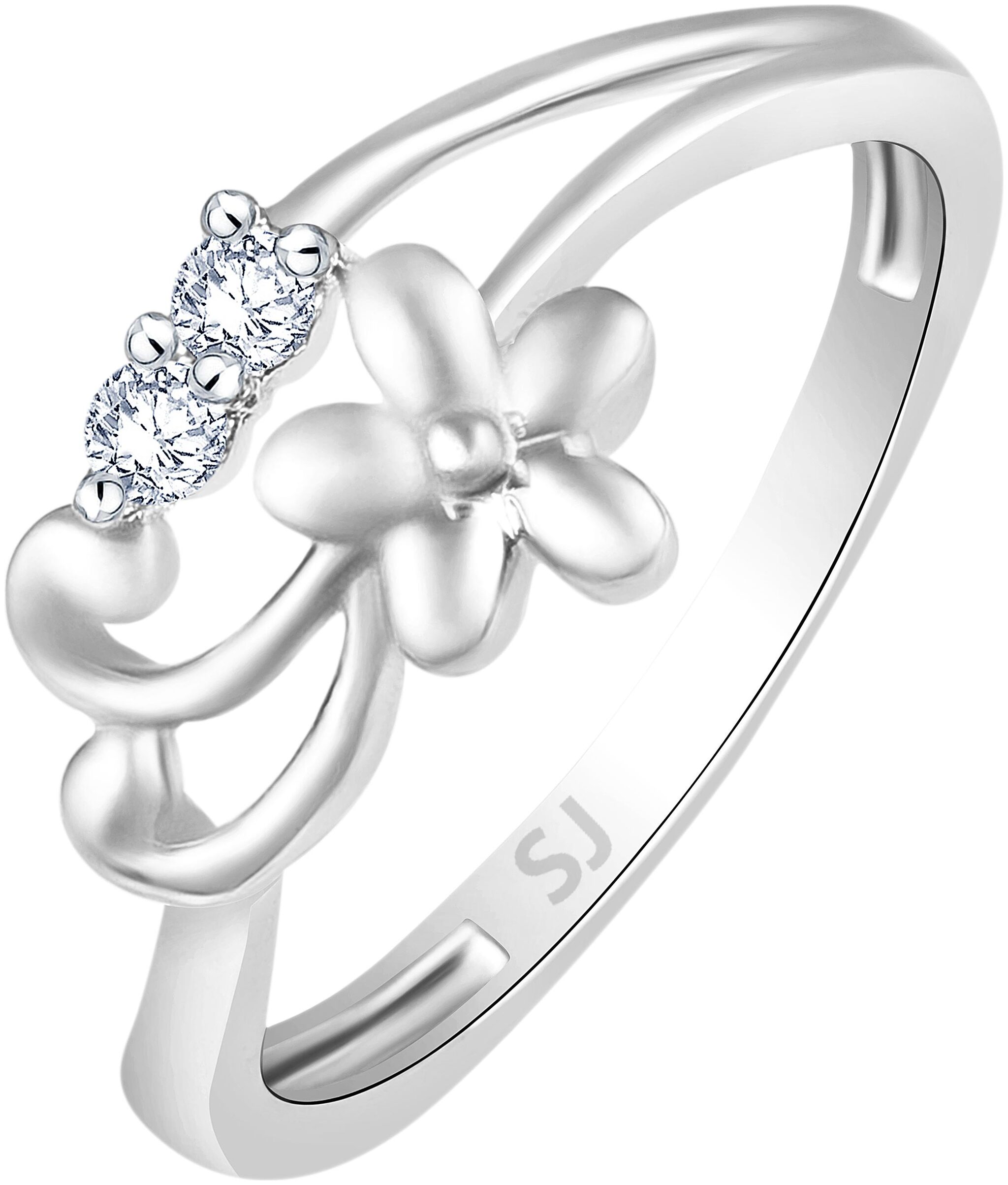 

Sukai Jewels Descent Floral Rhodium Plated Ring For Women and Girls