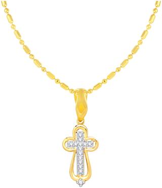 Sukai Jewels Christain Cross Gold Plated Alloy & Brass Cubic Zirconia God Pendant for Women & Men