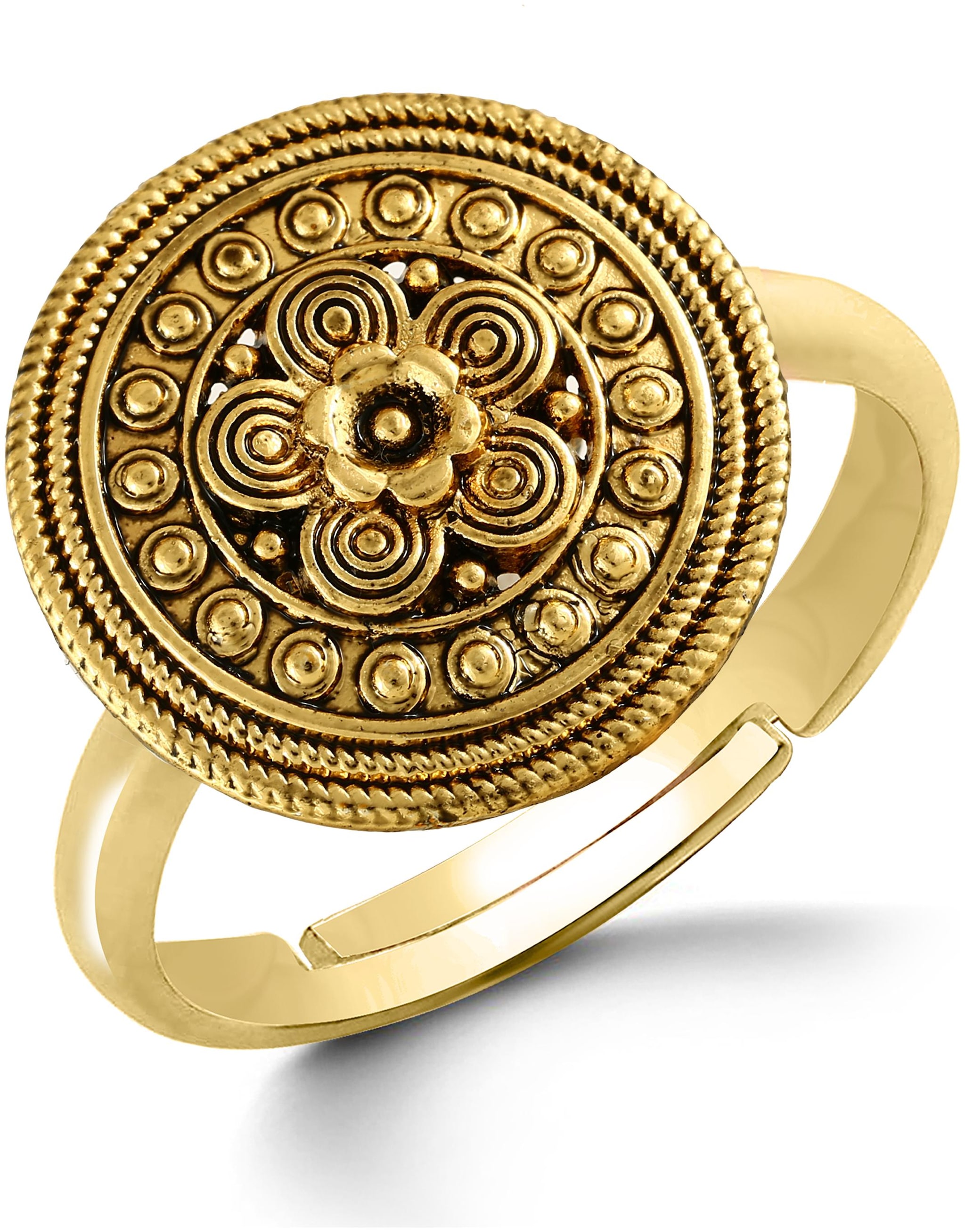 

Sukai Jewels Oxidised Floral Design Gold Plated Adjustable Ring for Girls and Women