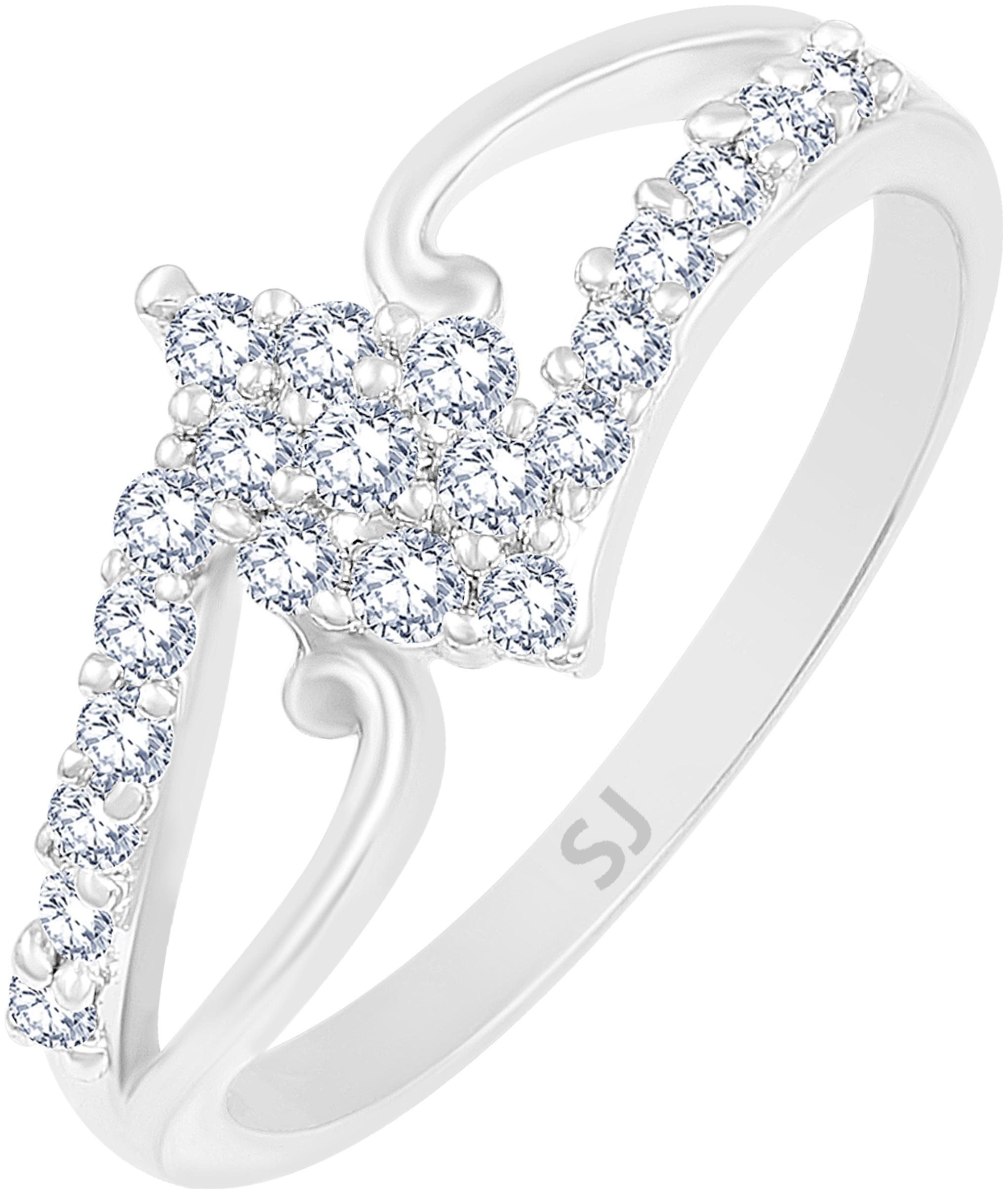 

Sukai Jewels Charm Bonded Heart Rhodium Plated Brass Cubic Zirconia Finger Ring for Women Girls