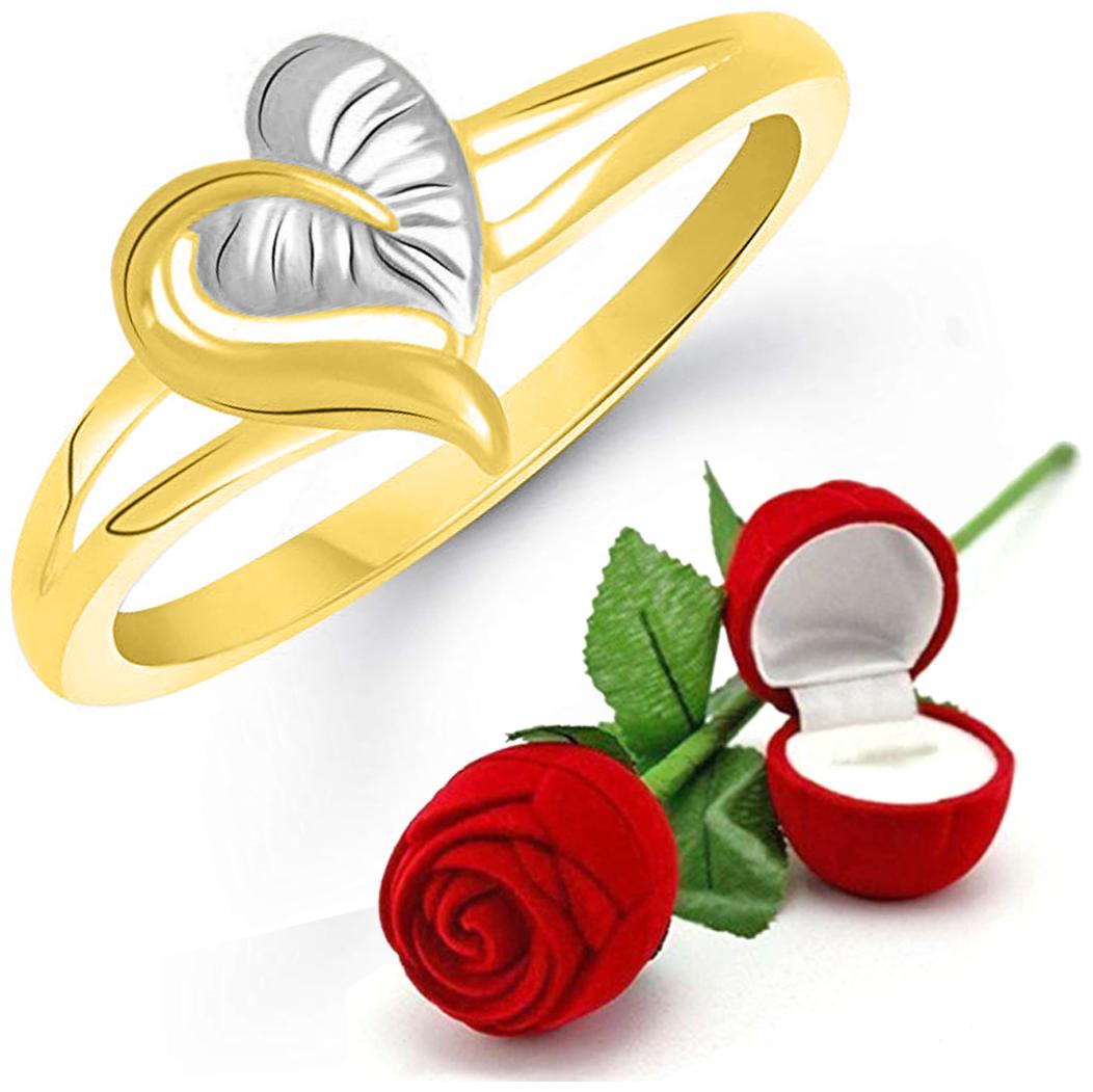 

Sukai Jewels Leafy Heart with Rose Gold Plated Alloy Brass Cubic Zirconia Finger Ring for Women and Girls