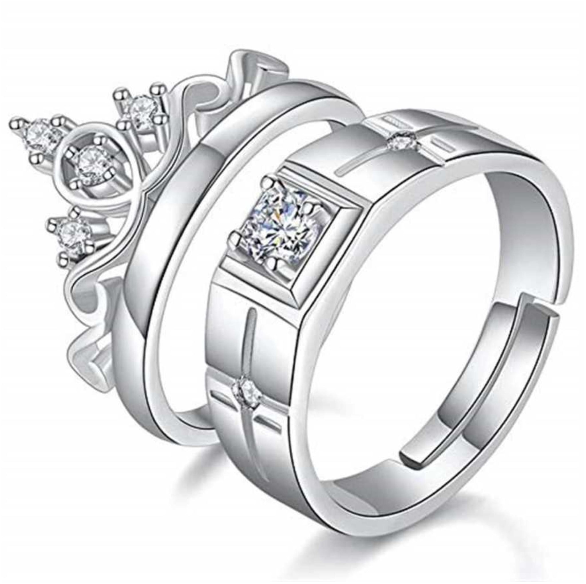 

Sukai Jewels Crown Solitaire Couple Ring for Women and Men
