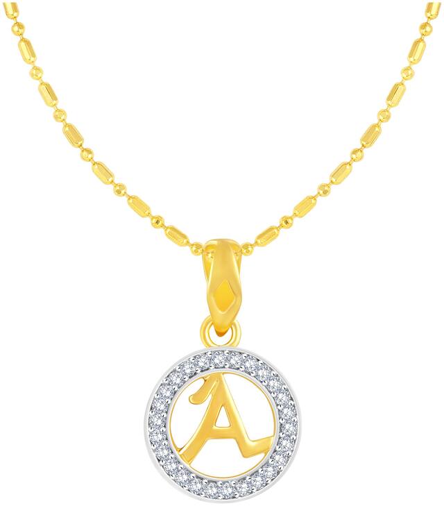 Sukai Jewels Circular Initial 'A' Gold Plated Alphabet Pendant For Women and Girlsls