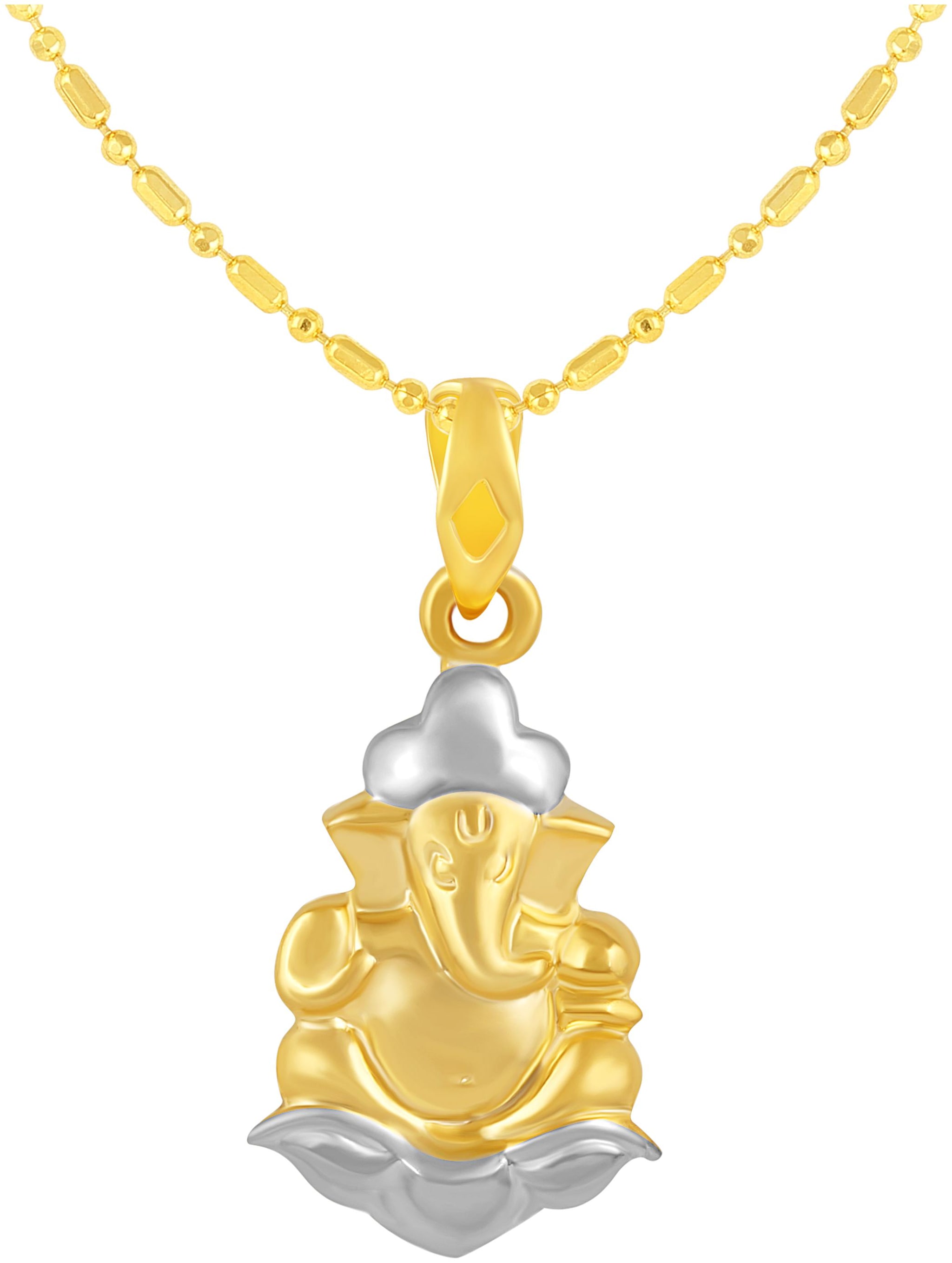 

Sukai Jewels Vakratunda Gold Plated Brass God Pendant with Chain for Women Men