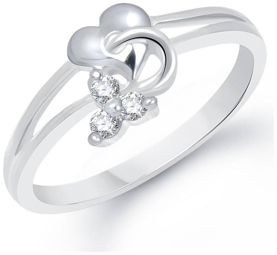 

Sukai Jewels Solitaire Heart Rhodium Plated Alloy Brass Cubic Zirconia Finger Ring for Women Girls