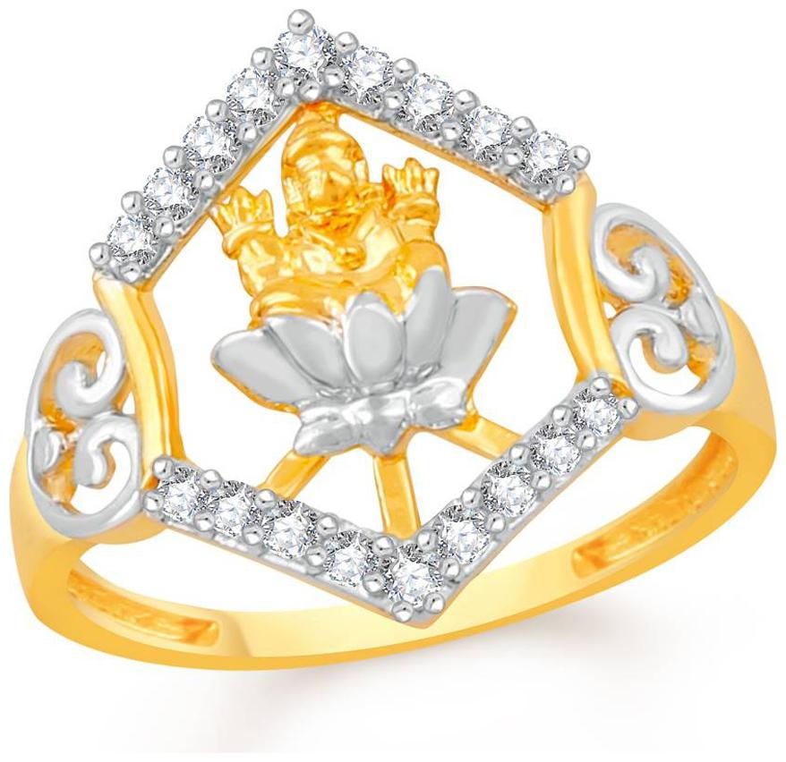 

Sukai Jewels Laxmi Gold Plated Alloy Brass Cubic Zirconia Finger Ring for Women Girls