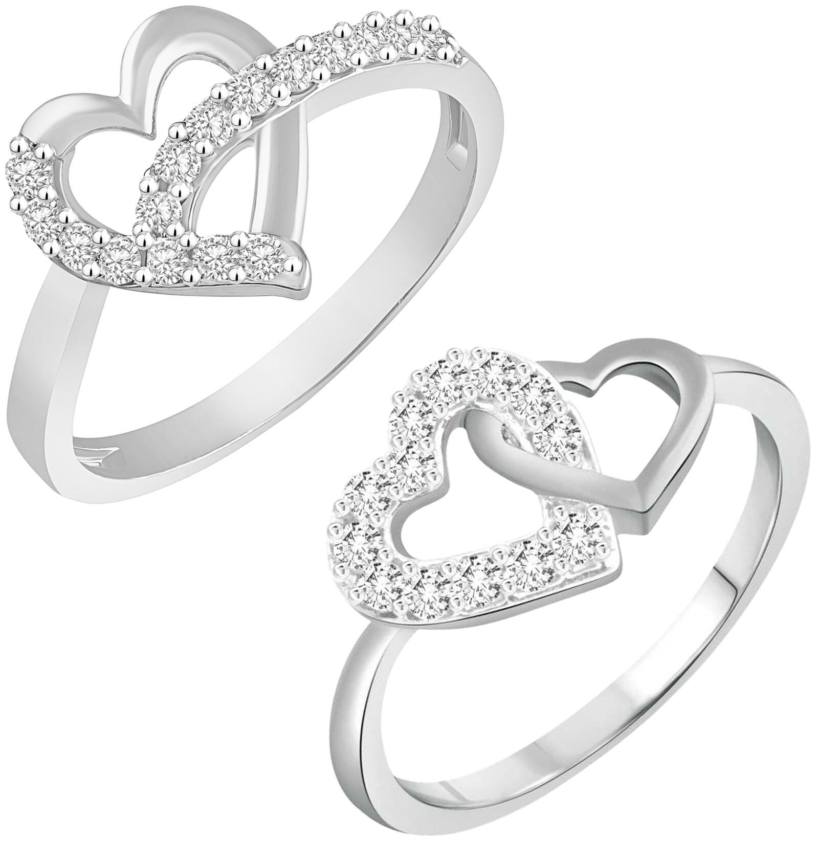 

Sukai Jewels Double Heart Combo Ring for Women and Girls