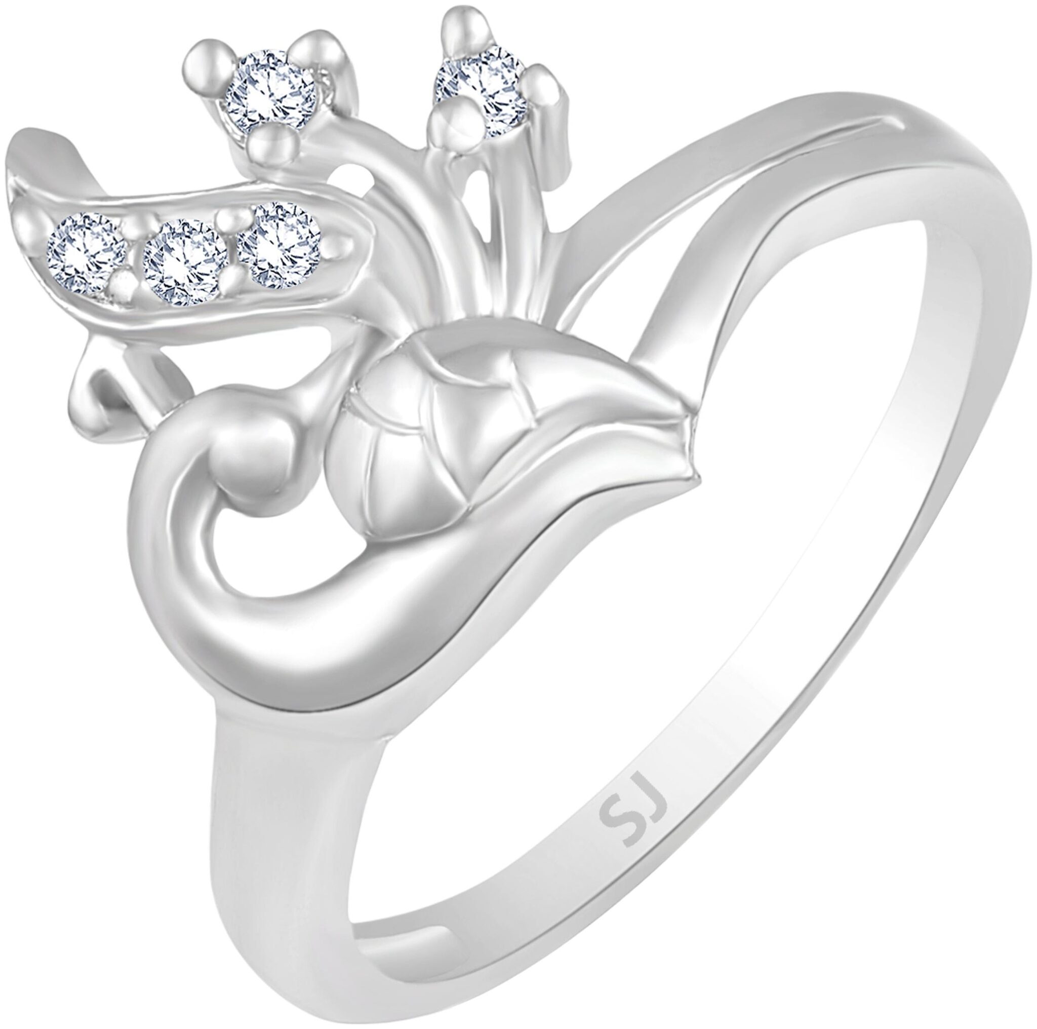

Sukai Jewels Mayur Inspired Rhodium Plated Ring For Women and Girls