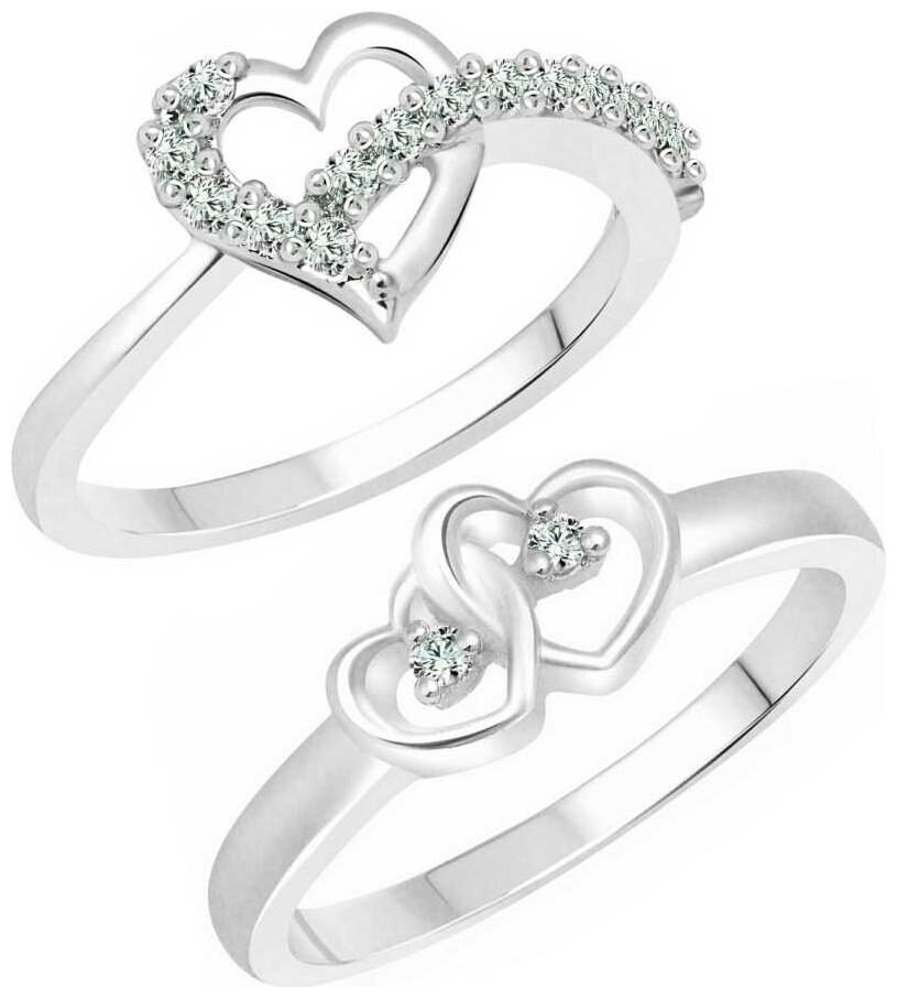

Sukai Jewels Heart Solitaire Combo Ring for Women and Girls
