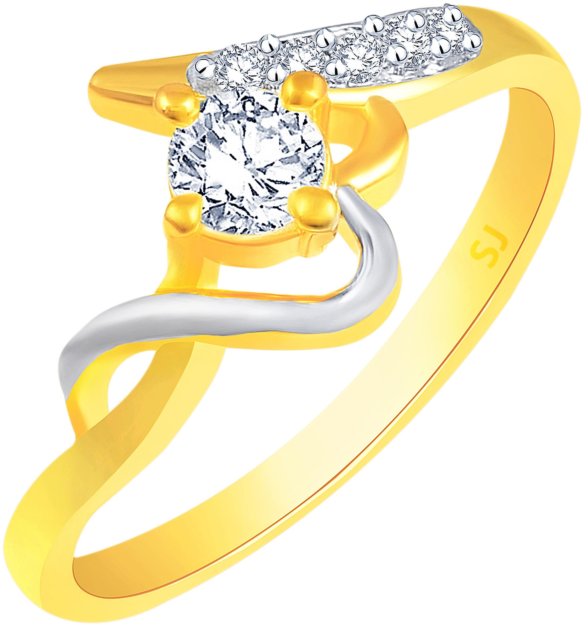 

Sukai Jewels Center Charm Solitaire Gold Plated Brass Cubic Zirconia Finger Ring for Women