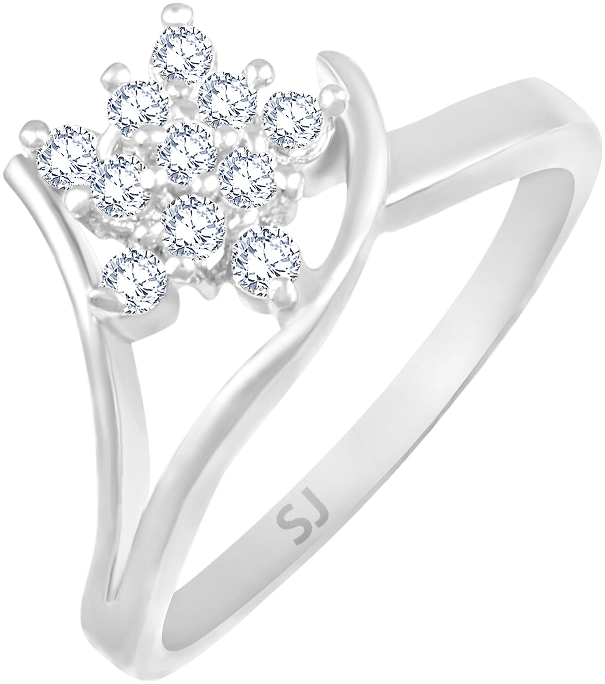 

Sukai Jewels Stylish Bonded Heart Rhodium Plated Brass Cubic Zirconia Finger Ring for Women Girls
