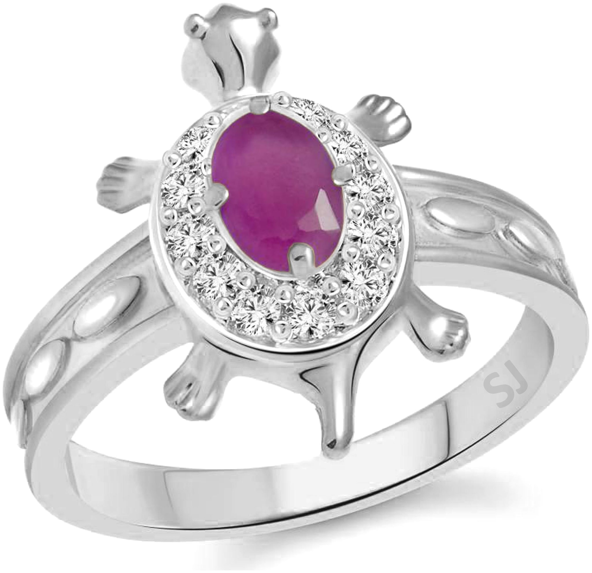 

Sukai Jewels Red Ruby Tortoise Rhodium Plated Ring For Women and Girls