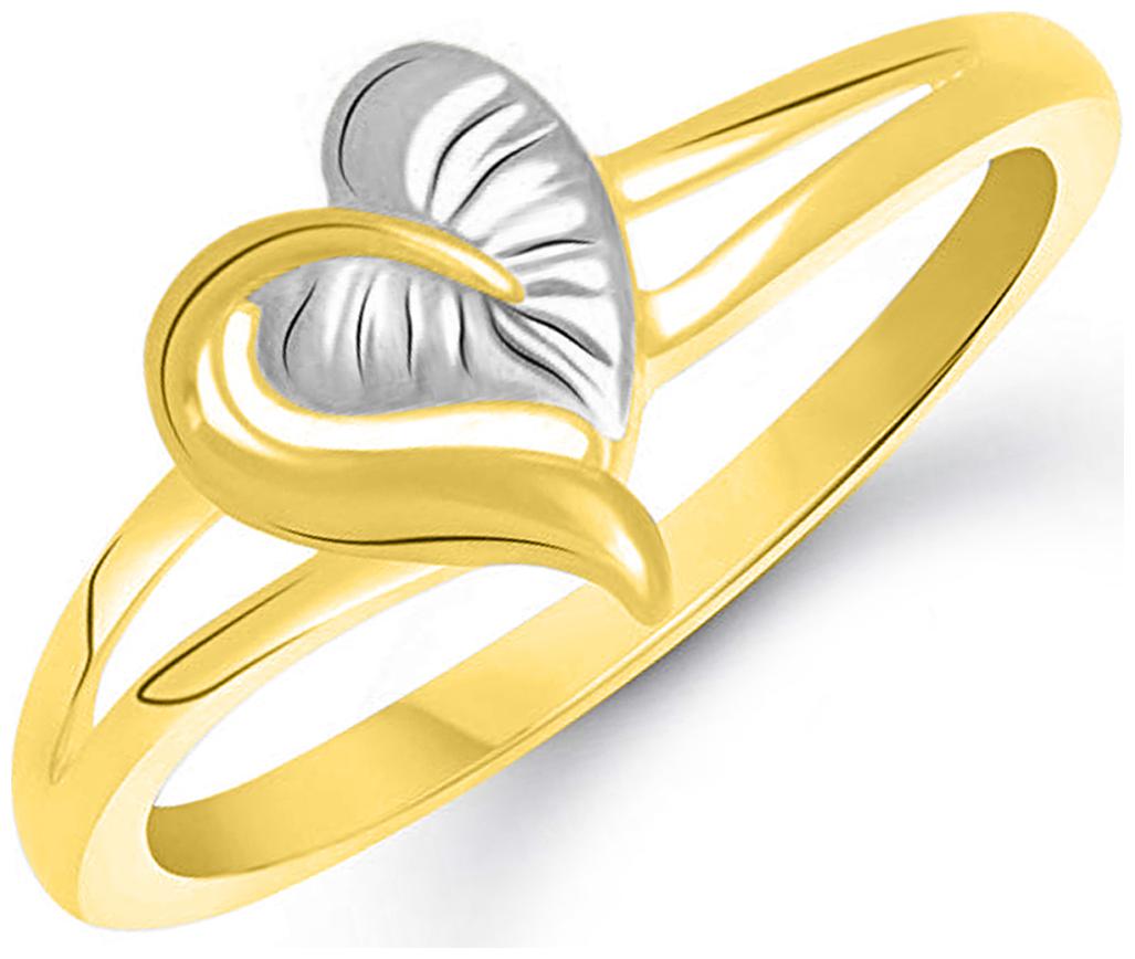 

Sukai Jewels Leafy Heart Gold Plated Alloy Brass Cubic Zirconia Finger Ring for Women and Girls